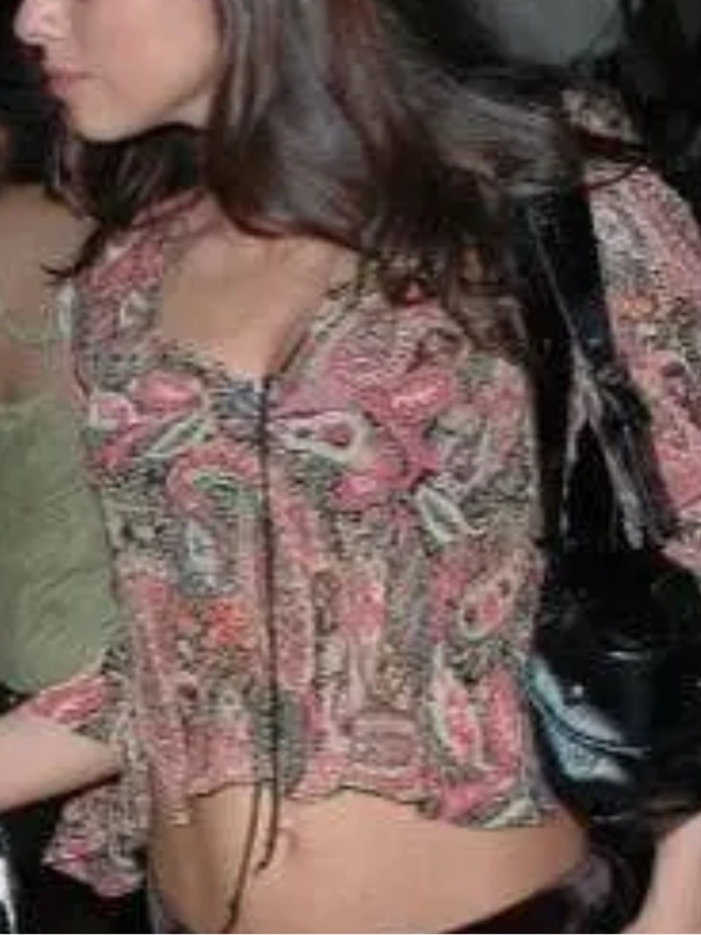 Angie Pink Paisley Tie-Front Crop Top